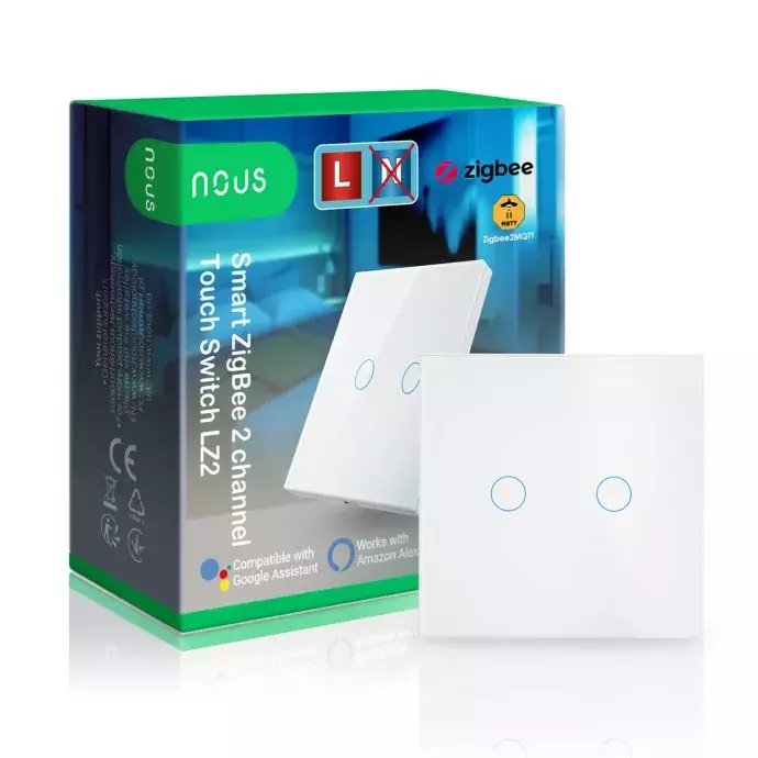 Nous LZ2 Smart ZigBee Touch okos fali süllyesztett okos dupla érintő kapcsoló