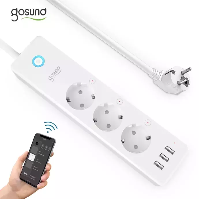 Gosund P1 smart WiFi-s okos 3 aljzatos hálózati elosztó, hosszabbító +3x USB 16A